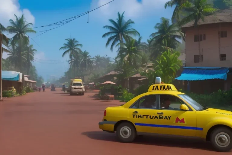 cyberpunk, ghana flag, ghana taxi, ghana bus, village, ghana market, 8k quality