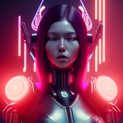 Cyber Woman, red hair, samurai, cyberpunk, neon, highly detailed, art stations, concept art, smooth, unreal engine 5, god rays, ray tracing, RTX, lumen lighting, ultra detail, volumetric lighting, 3d, finely drawn, high definition, high resolution, gradient background