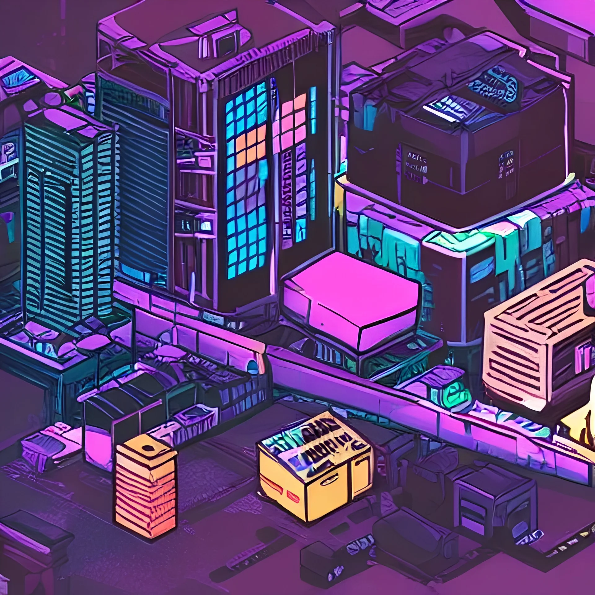 multiplatform application peer-to-peer marketplace in the style of cyberpunk illustration with no people but ennergy