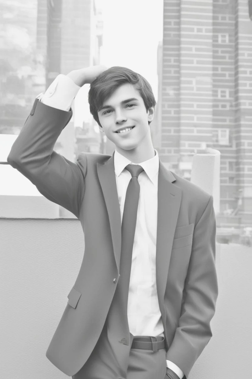 A portrait of a young pretty male politican in his teens