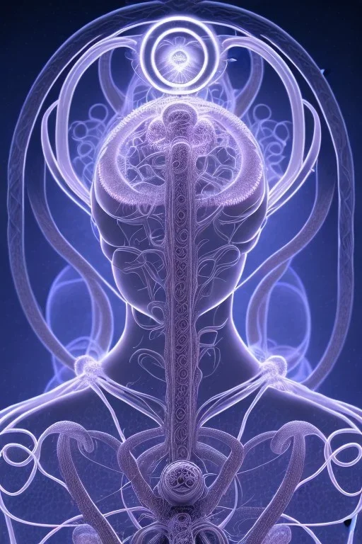 Spiritual Tentacles over human Head creating reality around, Dimethyltryptamine