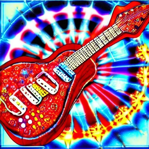 PEACE electric guitar PEACE psychedelic hippie trippy acid LSD PEACE GUITAR peacesign HIPPIE FLAG