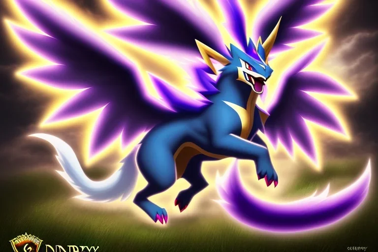 legendary pokemon. Dark type. Mythical. Chaos. Nightmares. Black and purple colors. Night God. creature.