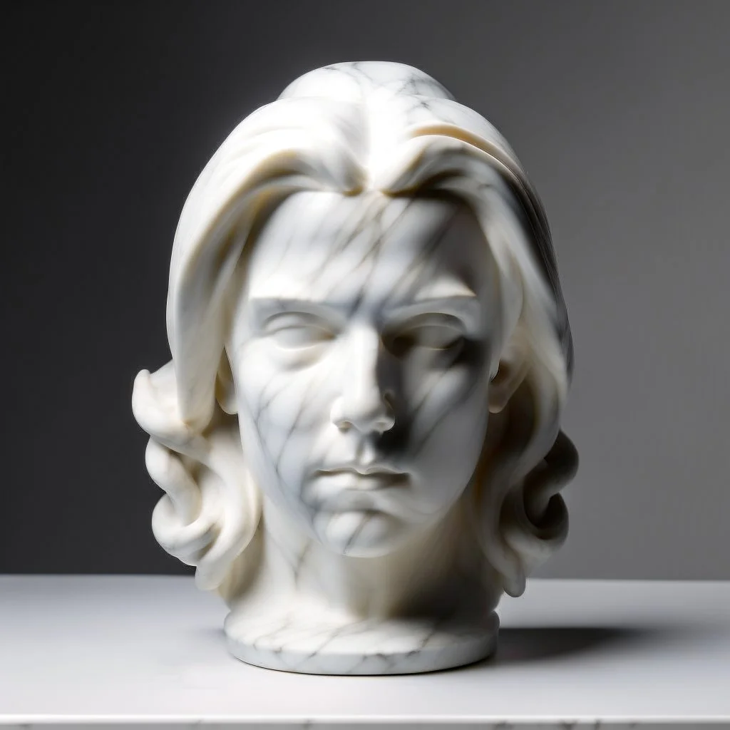 simple front view of a marble sculpted hair