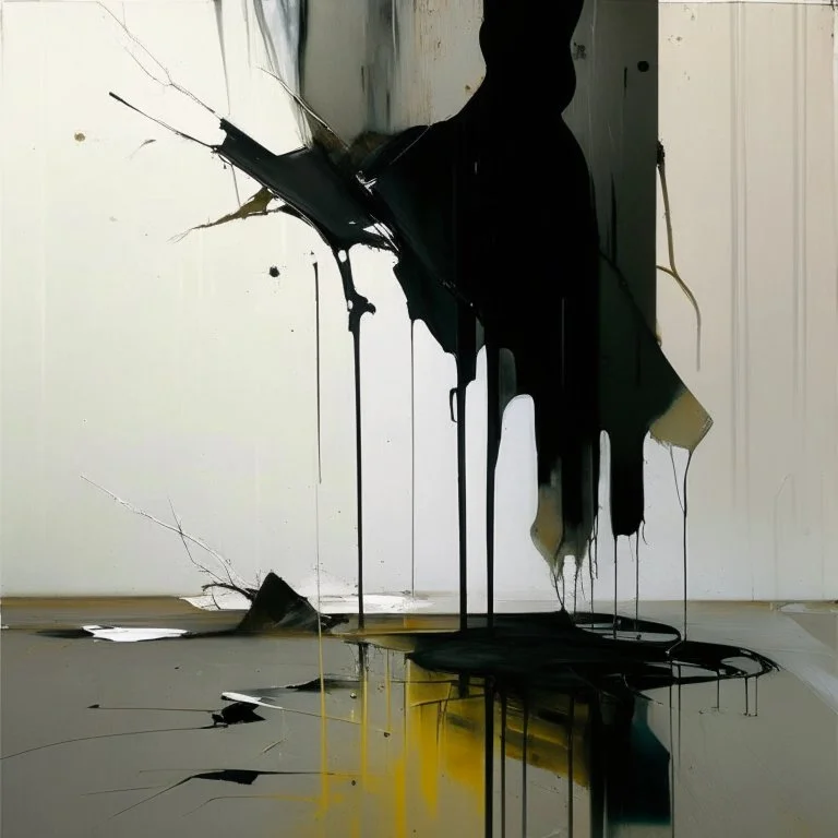 Empty Minimal contemporary abstract flat landscape painting. Concrete. Big brushstrokes. Twisted fragments of bodies. Drips of paint. style of Justin Mortimer and Adrian Ghenie.