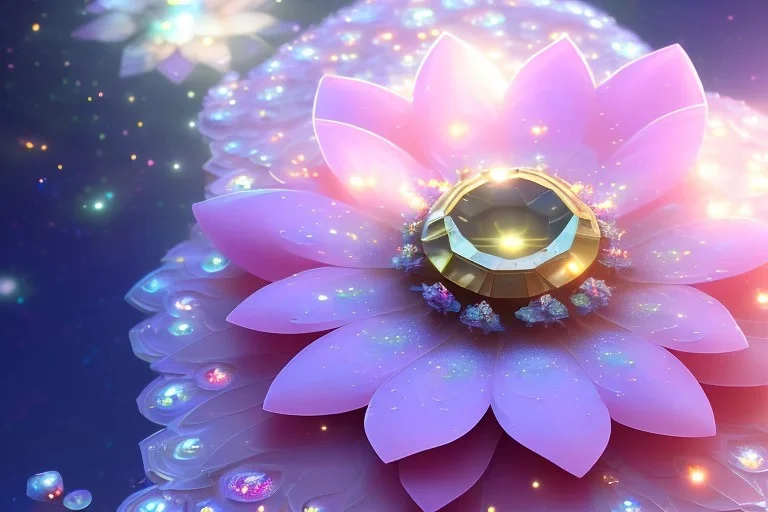 one big crystal subtle flower in a galactic ambiance of the sky, transparent petals, delicate colors, in the foreground, full of details, smooth, bright sunshine，soft light atmosphere, light effect，vaporwave colorful, concept art, smooth, extremely sharp detail, finely tuned detail, ultra high definition, 8 k, unreal engine 5, ultra sharp focus