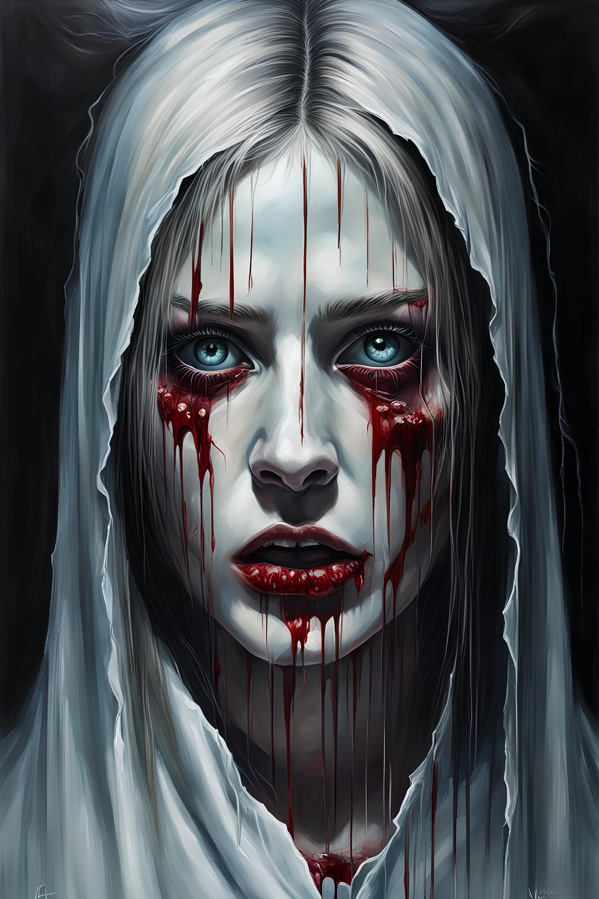 An undead oil painting portrait of Joan of ark, hauntingly ominous and truly horrifying, unsettling and macabre, art style of Linnea Strid and Gyorgy Kepes stunning HD, trending on artstation, CGSociety