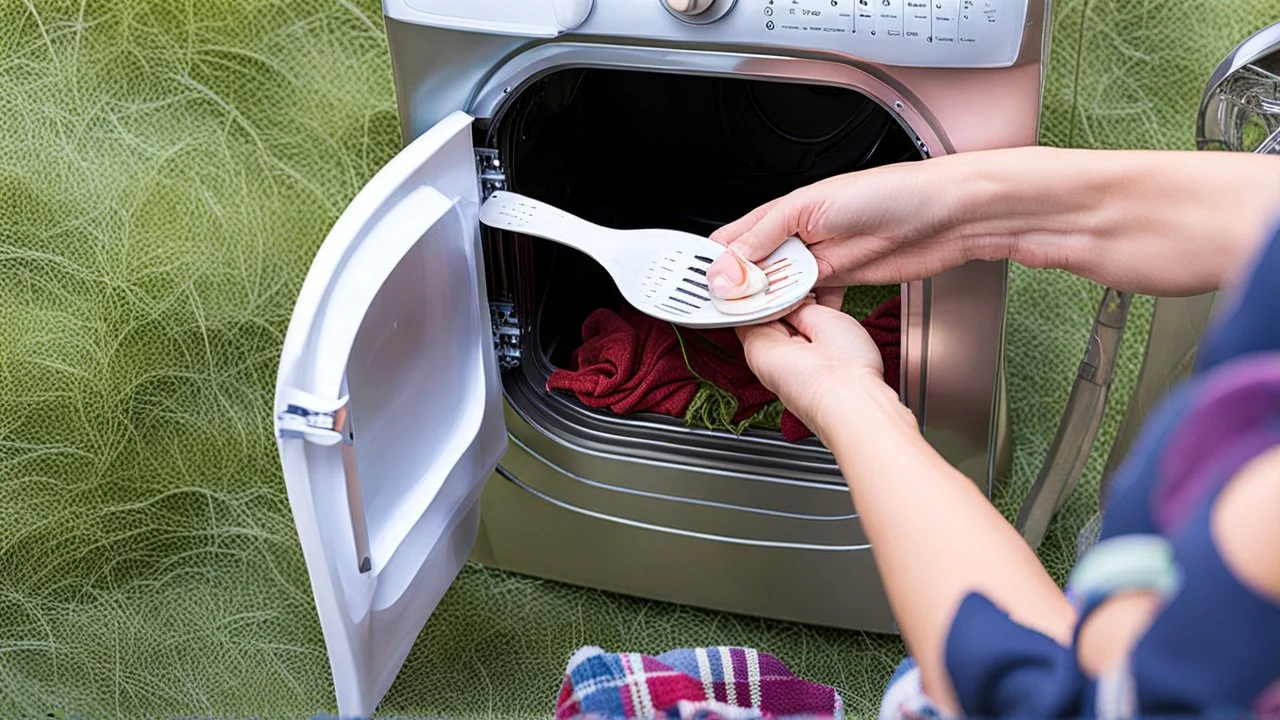 woman puts spoons in her dryer