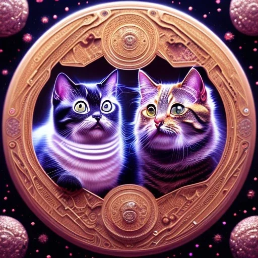 3d cute cats, beautiful rich, detailed yin and yang symbol, shiny, intricate, gorgeous, ultrafine detail, hyperrealism, trending , sharp focus, intricate details, highly detailed, glowing, glitter, complementary colours