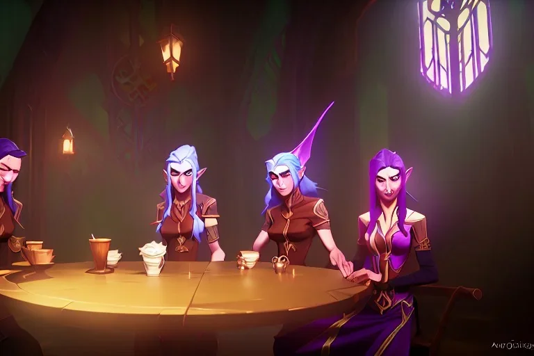 Magical fantasy elven coffee shop