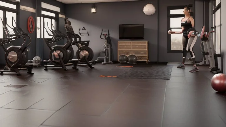 woman makes floor dirty in workout room