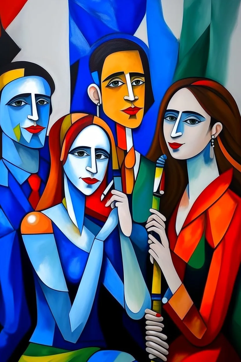 picasso style cubism 5 people