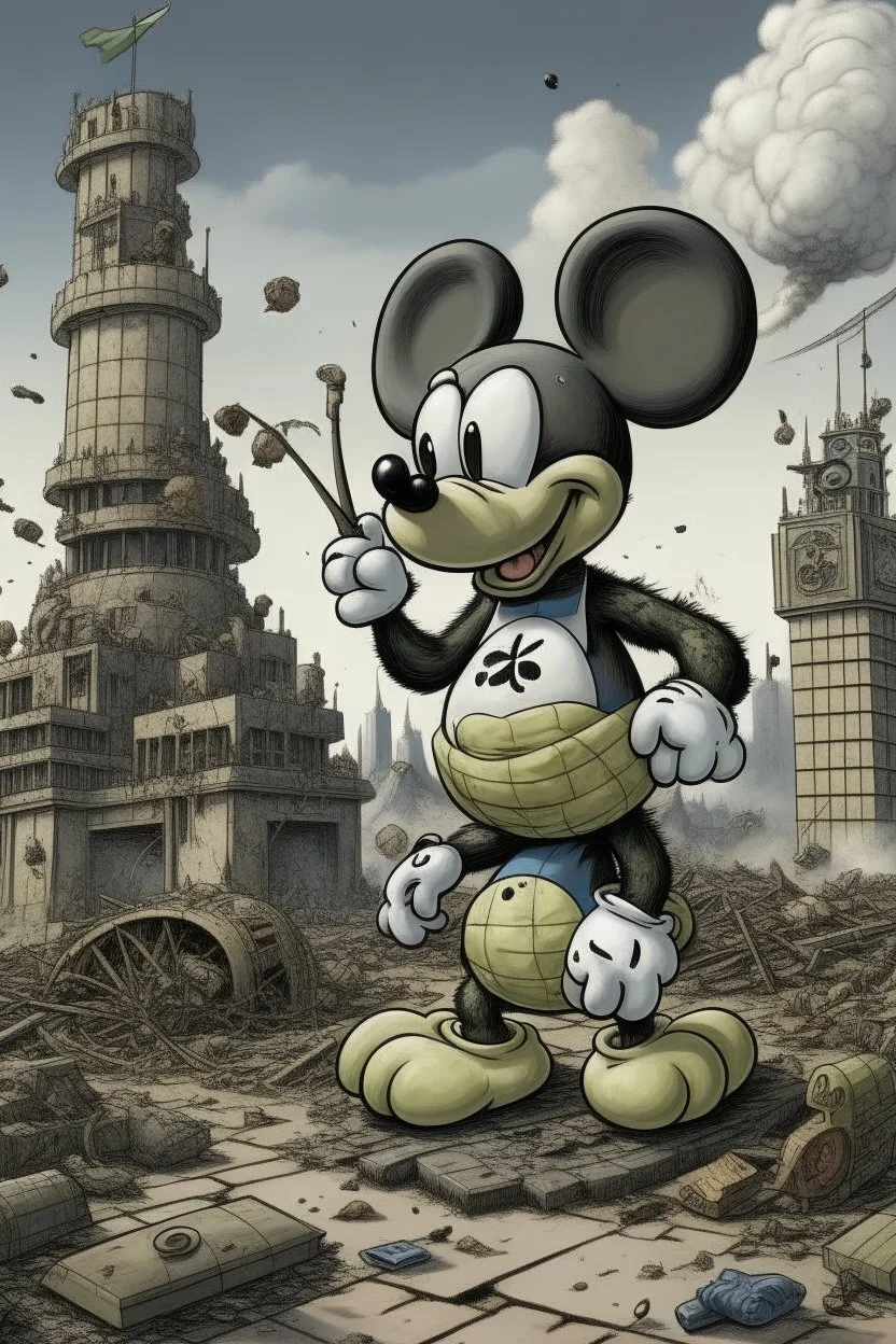 MICKEY MOUSE AS GODZILLA DESTROYING BUILDINGS IN SOUTH AFFRICA