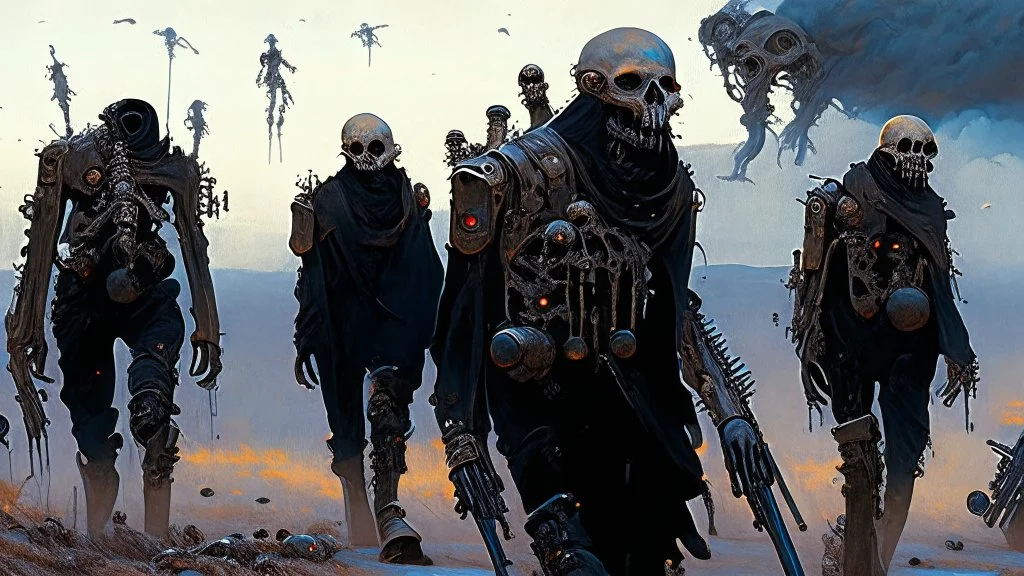 {{{Bio-engineered undead cyborg army marching}}} machine soldiers, future military, tactical wear, gas creepy landscape, techno gothic visual composition, science fiction painting, Denis Sarazhin, Alex Colville, Simon Stålenhag, Neil Blomkamp, Frank bowling, Christopher Shy, Alejandro Burdisio, RAW, gritty, high contrast, atmospheric horror art, gripping and suspenseful, vivid, neon overlay, narrative art, textured, dramatic, surreal horror, gestural, disco diffusion