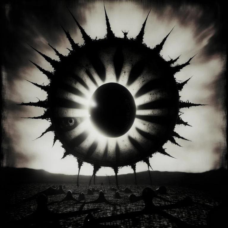 oddball daydream, fear of the eclipse of the sun, mechanization of phobia, surreal, moody, sinister, profound, dramatic, high resolution, creepy, grainy photograph