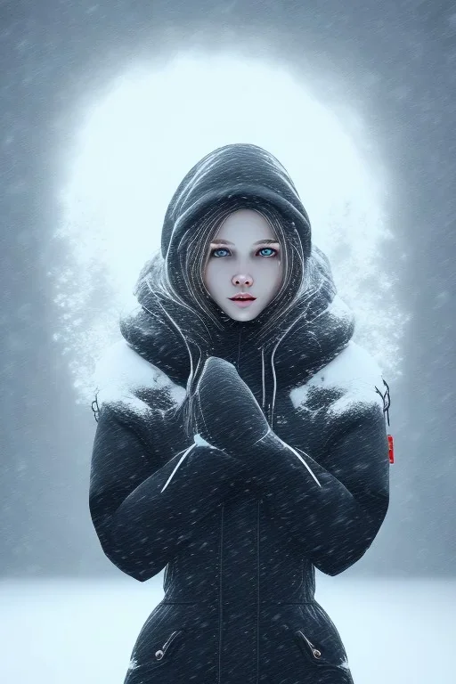 Girl in a snow storm