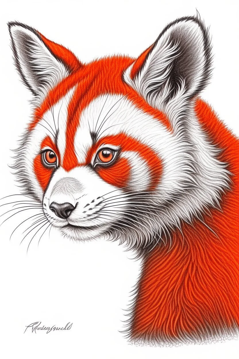 sketch of red panda, realism, pencil