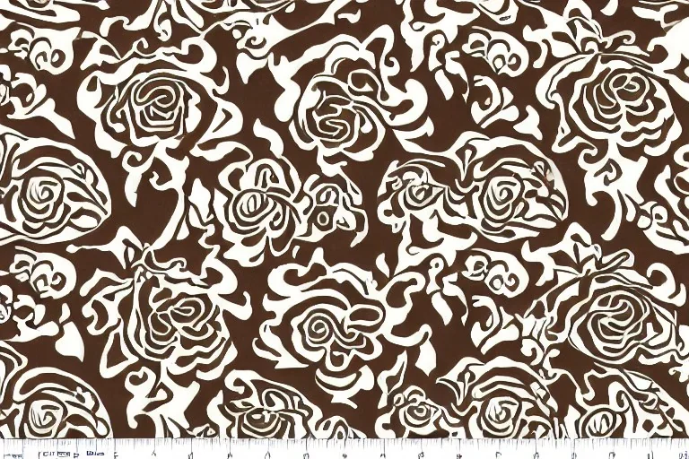 Brown grey black and cream flowers art nouveau