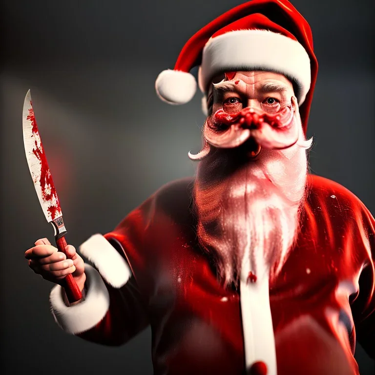 Photo, Santa Claus, blood and guts, butcher knife, meat cleaver