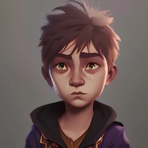 Portrait of a wizard kid with his pet familiar by Nick Harris