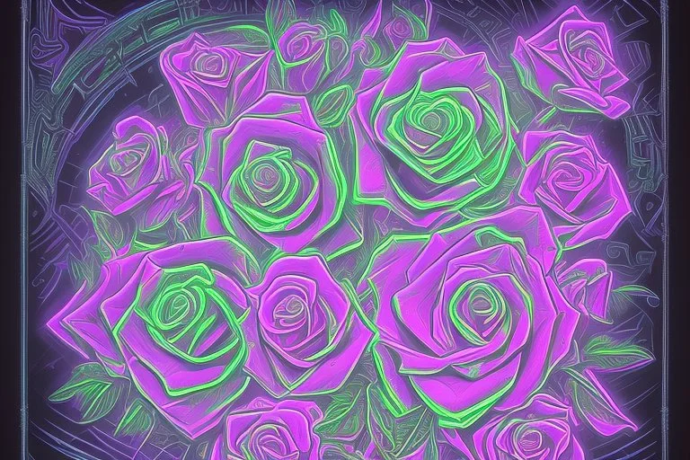 Black light art, neon rose