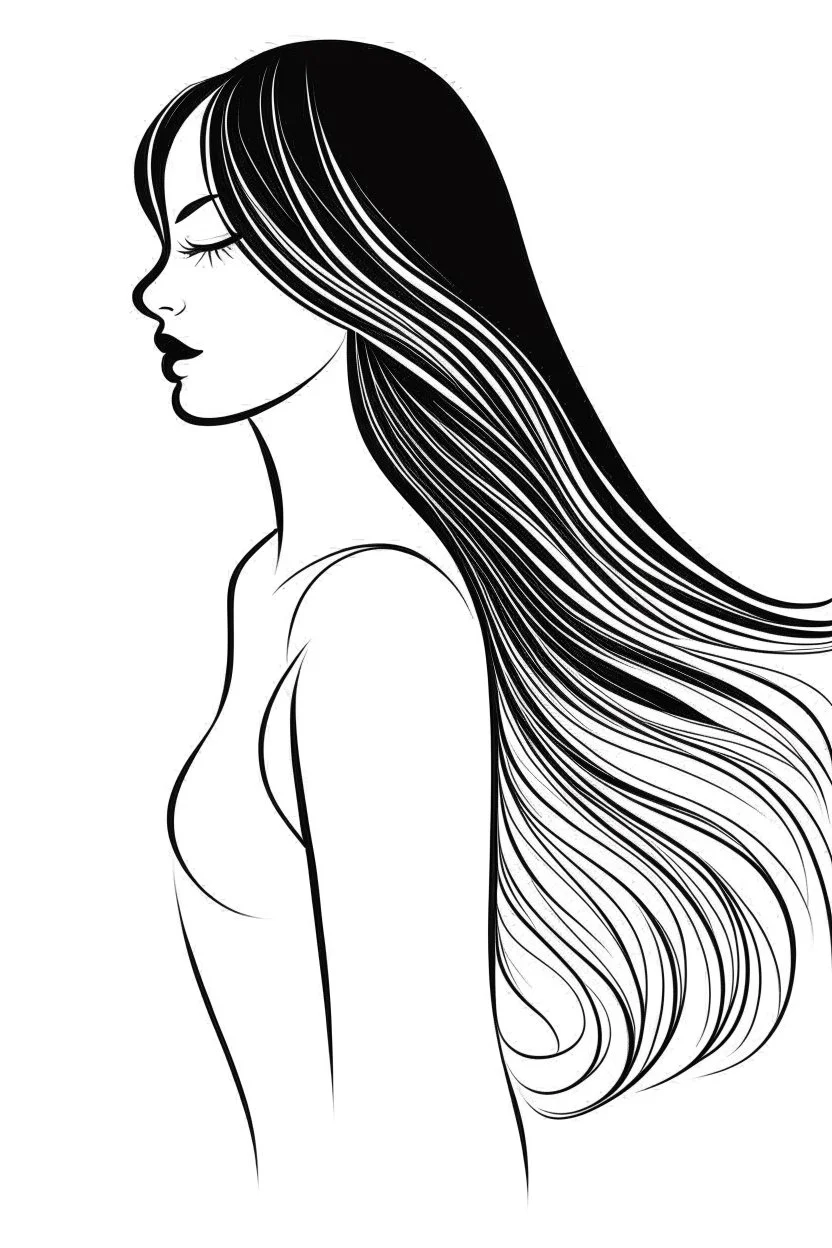 Outline of female body with long hair