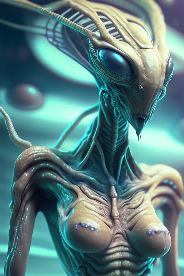 Alien in swimsuit,highly detailed, artstation, sharp focus,4k