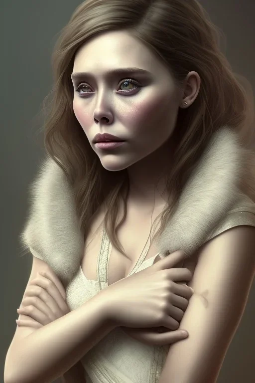 Elizabeth Olsen sorrow , 8k resolution, realistic, intricate, 8k resolution, high-quality, fine-detail, digital art, detailed matte, volumetric lighting, dynamic lighting, photorealistic