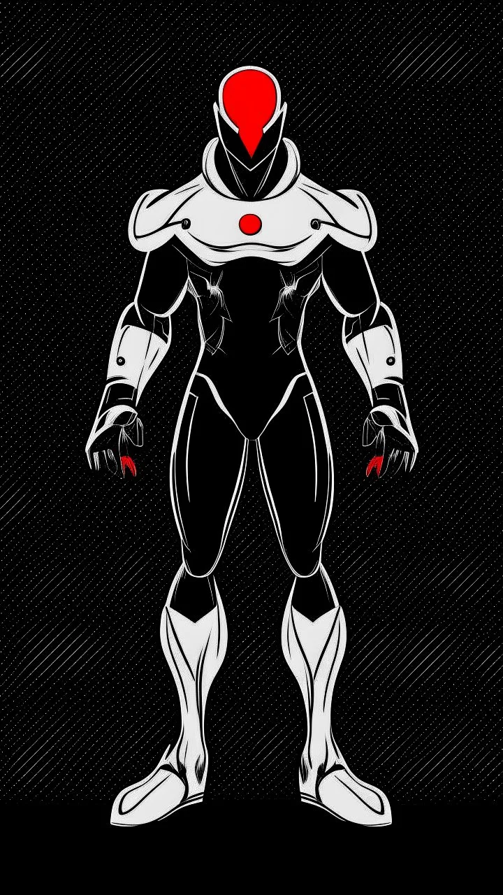 Dragman art illustration black background red and white color full body