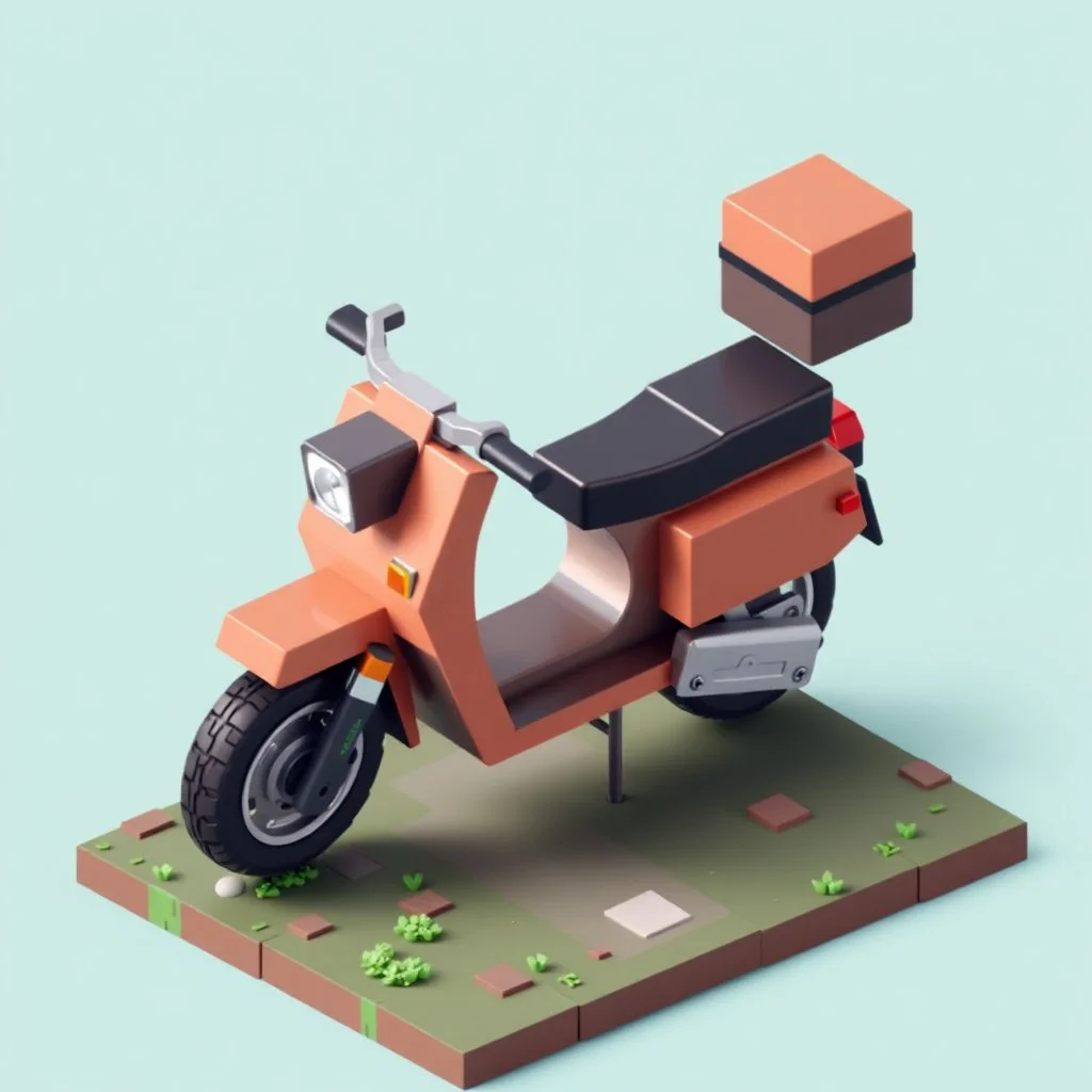 isometric voxel minecraft scooter bike