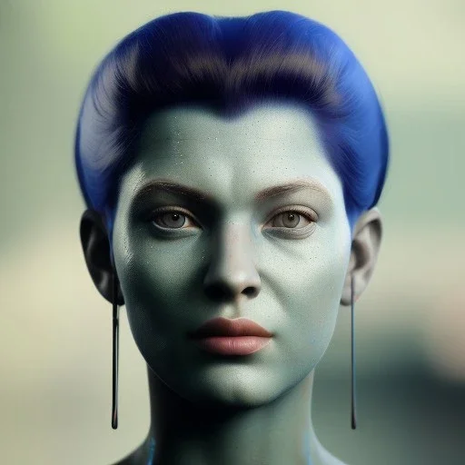 portriate of beautiful blue na'vi warrior,volumetric lighting, particals, intricate detail,realistc, close up