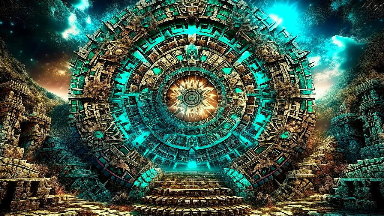 surreal galactic aztec stargate