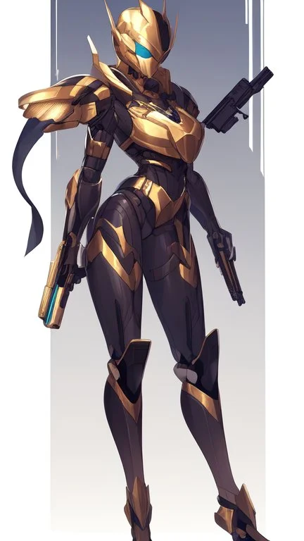 a beautiful robot gold. gun arm