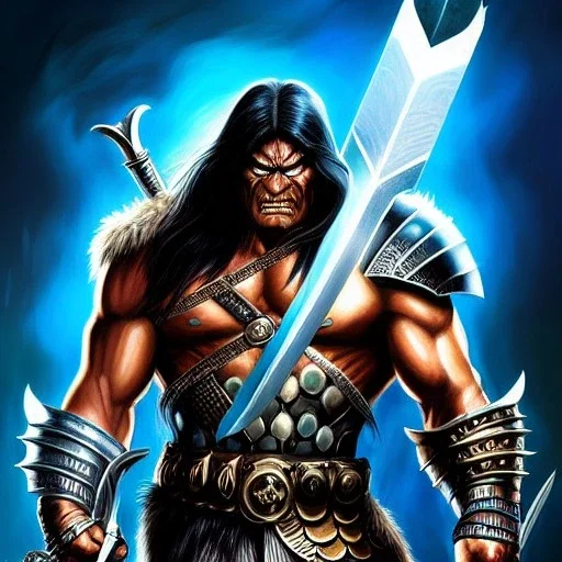 ultra detailed fullbody portrait of Doomsday, intense stare ,wearing metal armor, Holding Conan The Barbarian Atlantean Sword,extremely detailed digital painting, intrincate, extremely detailed face, in the style of Ohrai Noriyoshi and robert e howard and pablo oliveira and ARTGERM and Ken Kelley and Keith Parkinson,mystical colors,perfectly centered image, perfect composition, rim light, beautiful lighting,8k, stunning scene, raytracing