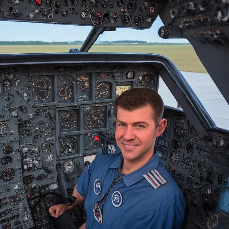 8K resolution portrait of a pilot, cessna 172, private pilot