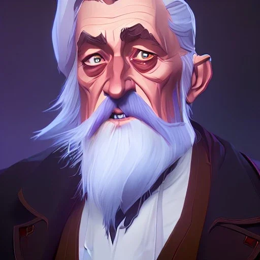 Portrait of a 90 year old warlock like Albus Dumbledore, Gandalf, Merlin, Sherlock Holmes and Mary Poppins