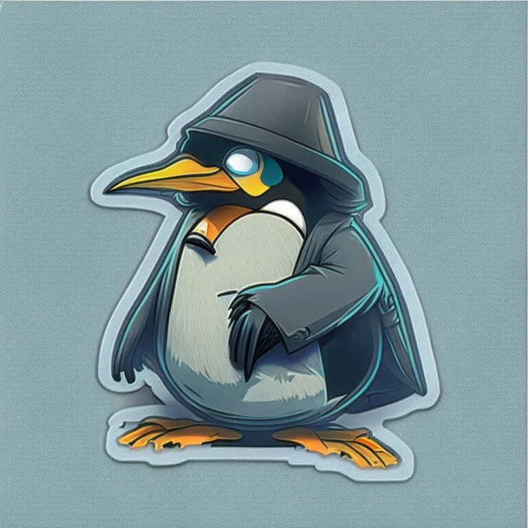 penguin hacker sticker caricature