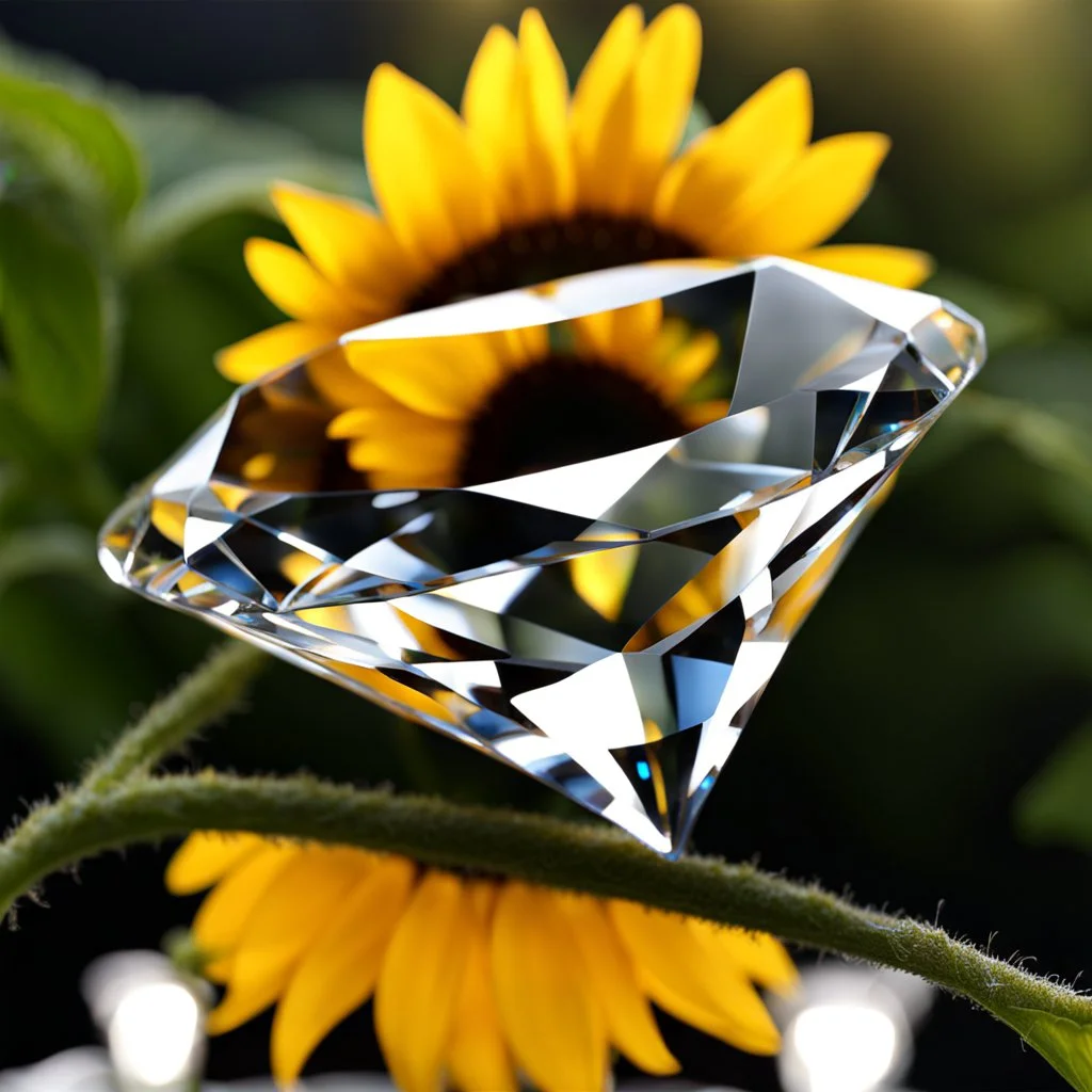 singular delicate transparent glass diamond crystal sunflower