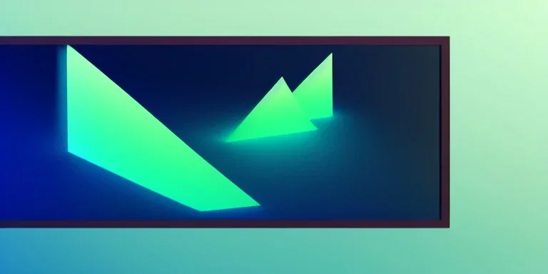 3d rendering. Abstract futuristic neon background. Fantastic landscape with glowing geometric triangular frame and mountains