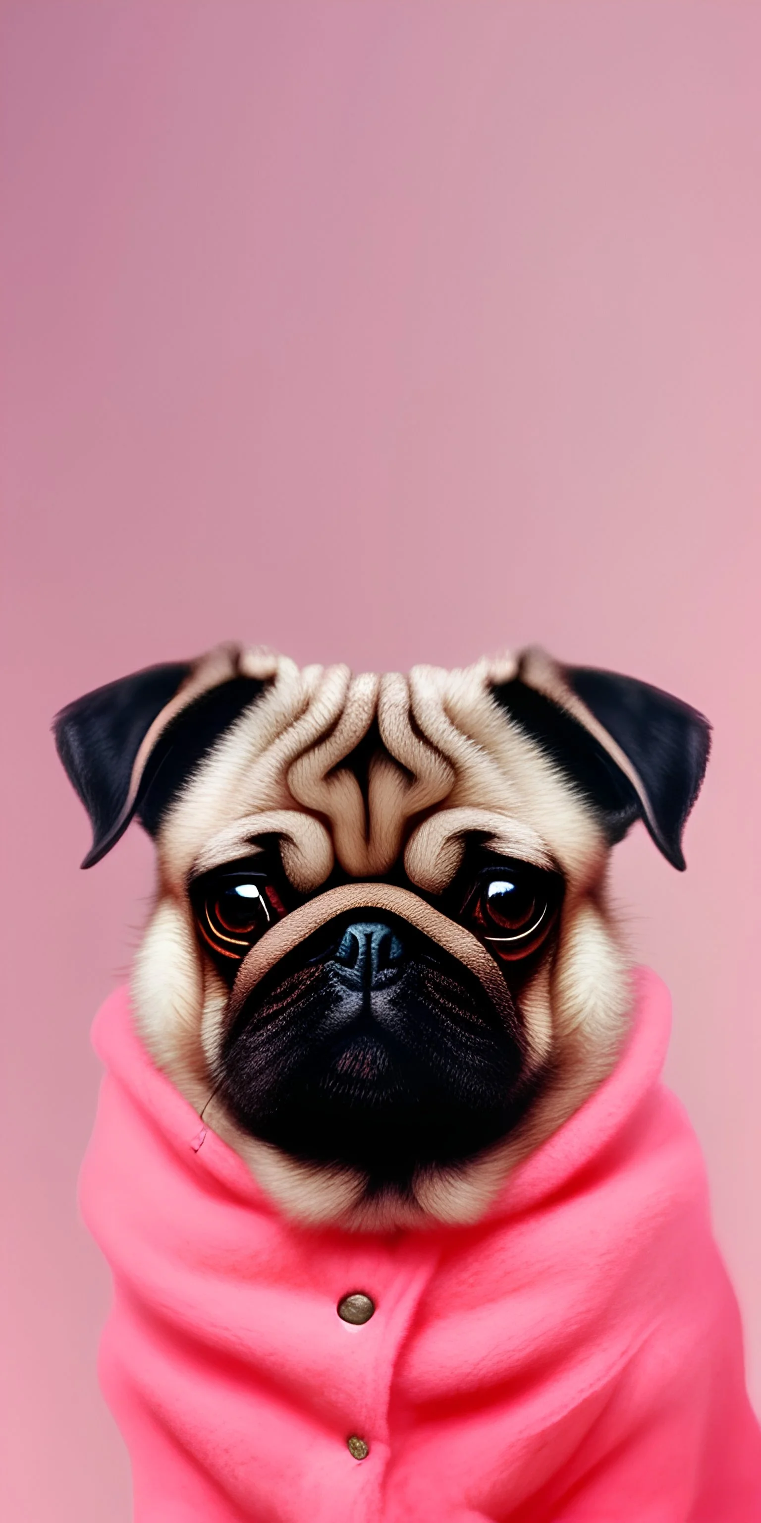  pug, pink clothes,