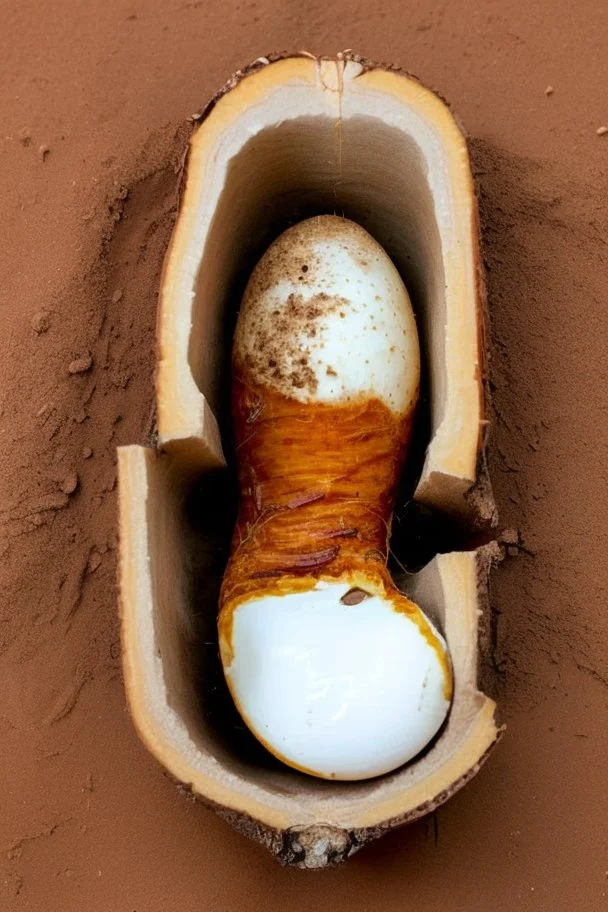 an egg with a root coming out of the bottom