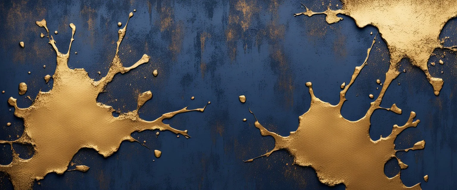 Hyper Realistic dark navy blue grungy rustic wall with golden peeling paint