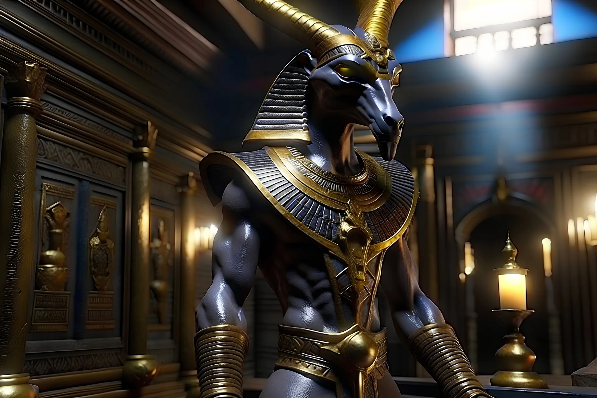 ancient Egypt Design and create a photorealistic image Anubis