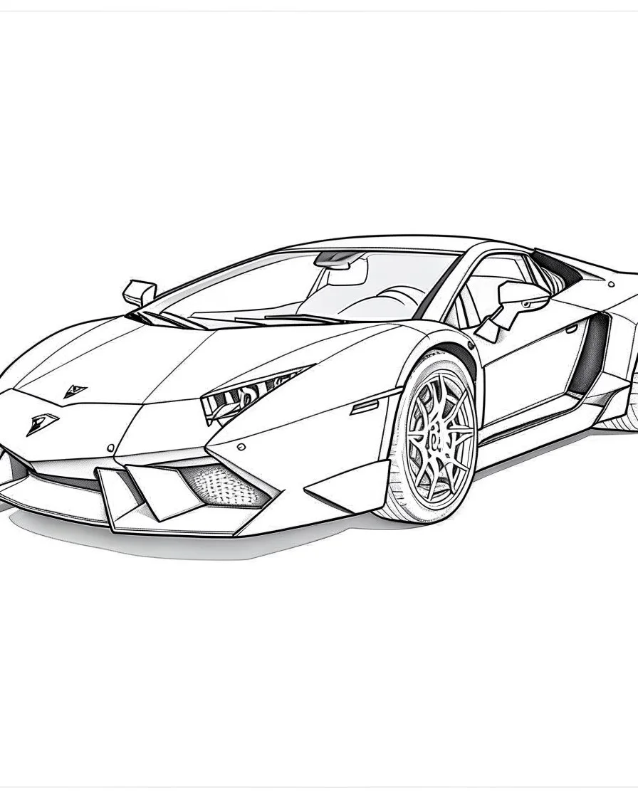 lamborigini car drawn without color for coloring