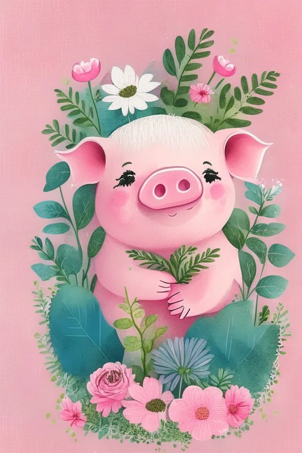 Looking for a creative and adorable way to show your love this Valentine’s Day? Look no further than this digital graphic of a cute little baby pig surrounded by plants and flowers. Perfect for DIY crafting projects, this image is sure to put a smile on your loved one’s face.