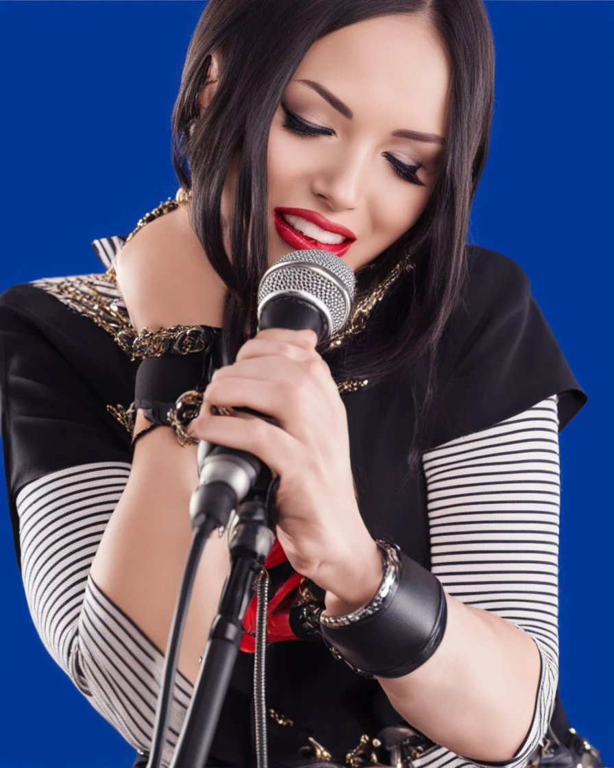 female Singer with microphone