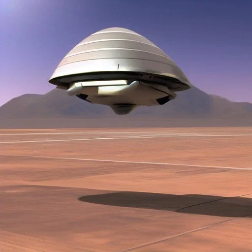 Spaceship landing at spaceport