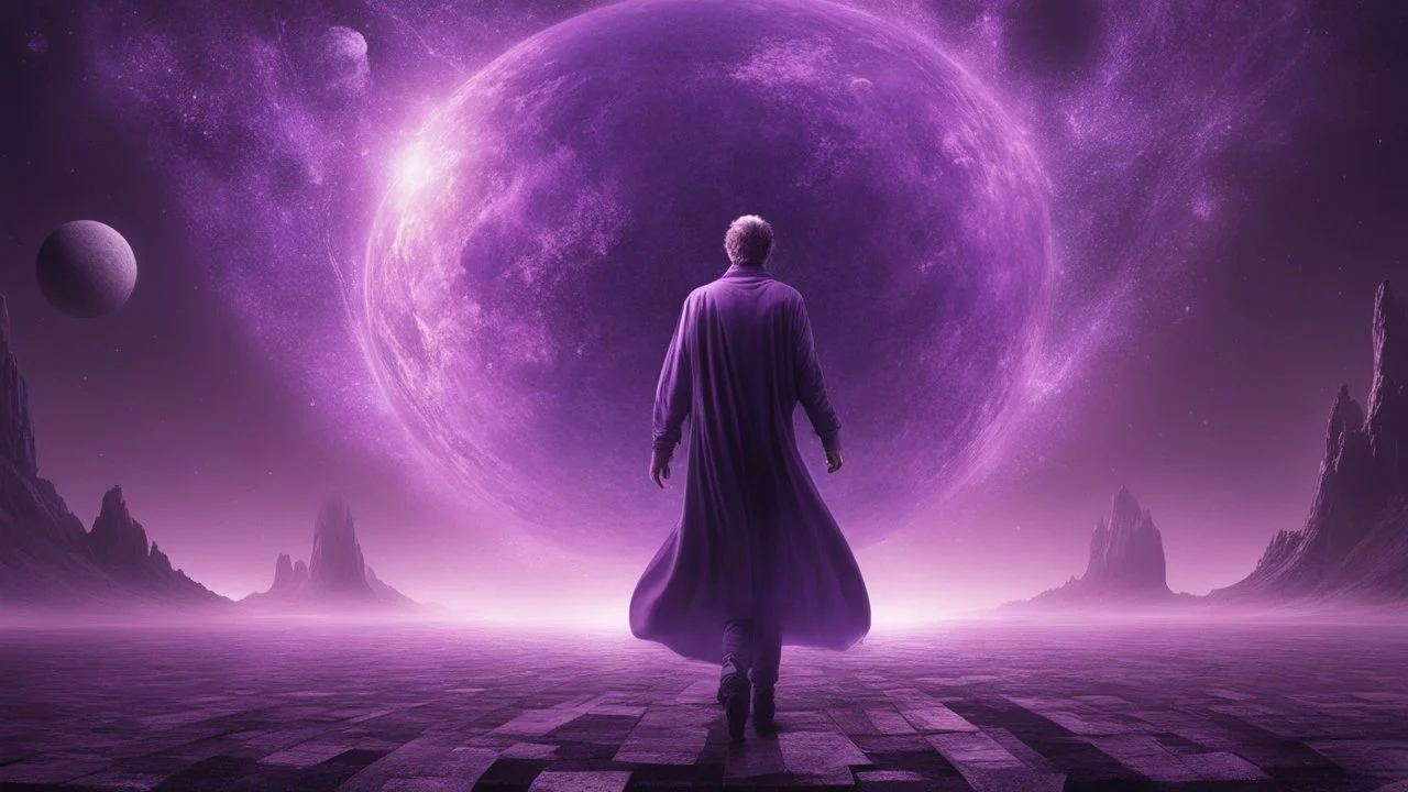 matrix universe, space, planets, god creation walking on light, purple