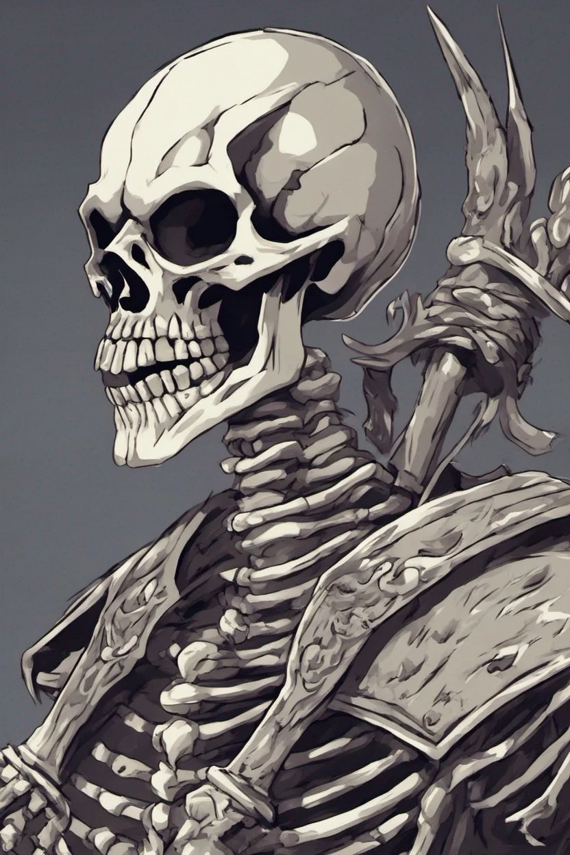 skeleton warrior, anime style, portrait