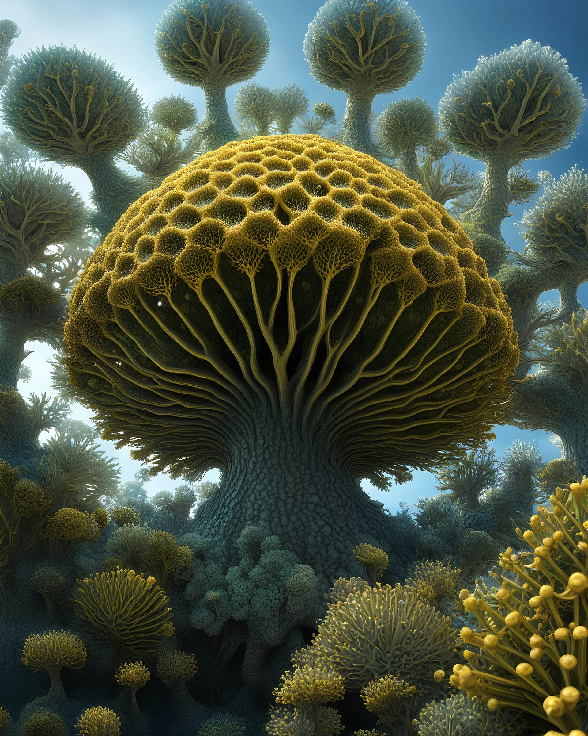 picture of a mandelbulb-radiolaria-tree-hybrid. concept art in the style of ernst haeckel. hyperrealism 4K ultra HD unreal engine 5 photorealism.
